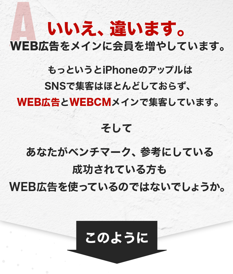 いいえ違います。WEB広告をメインに会員を増やしています。